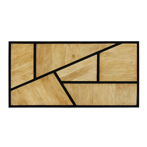Mesa de Centro de Madera de Mango, Estilo Industrial Geométrico, Resistente y Duradera, con Marco de Metal Negro, Moderna y Rústica para Sala de Estar - Product Image 5