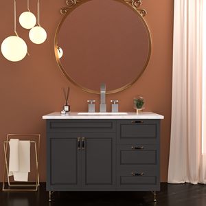 Rubinetto da Bagno Nero Opaco a 2 Maniglie con 3 Fori, Rubinetto per Lavabo con Scarico Pop-Up e 2 Linee di Alimentazione dell'Acqua - Product Image 3