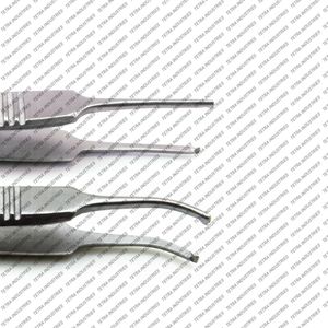 OR Grade 2 Pcs Micro Iris Forceps Set 2.5 Inch Kocher 0.5mm Straight & Curved Stainless Steel Ophthalmic Surgical Instruments CE - Product Image 2