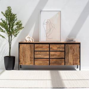 Aparador Industrial de Madera Vandana Pebble Vertex con Seis Cajones para Almacenamiento Moderno en el Hogar - Product Image 1