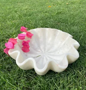 Luxury Blossom Shaped <b>White</b> <b>Marble</b> Bowl Decorative Fruit Holder Multi-Functional Modern <b>Table</b> Stylish Home Decor Ramadan Diwali - Product Image 4