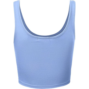 Women Seamless <b>Racerback</b> Sports Bra <b>Top</b> Light Blue Wire Free Spandex Polyester All Seasons Workout <b>Tank</b> - Product Image 5