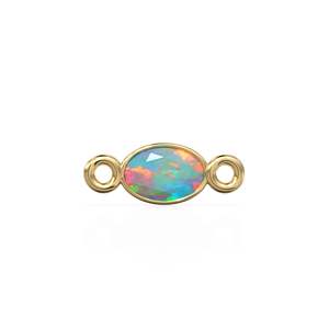 Ethiopian Opal 18k Solid Gold <b>Spacer</b> Connector / Handmade Bracelet Finding / Necklace Gold Findings / Fire Gemstone 4x6MM - Product Image 1
