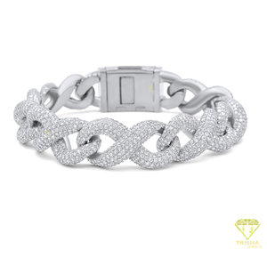 Bracelet chaîne cubaine de créateur mettant en valeur des pierres de laboratoire VVS de couleur D de qualité supérieure et un style hip-hop intemporel - Product Image 4