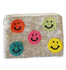 Southwestern Cow Girl Boho Western <b>Seed</b> Beaded Coin Lipstick Cash Purse Pouch Vintage Fashion Style for Ladies coin pouch - Product Image 1