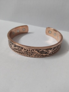 Copper <b>Bracelet</b> With Om Symbol Embossed Design Fashionable <b>Metal</b> Cuff Jewelry For Men Women - Product Image 5