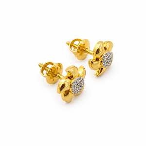 Namivaa Floral <b>Stud</b> <b>Earrings</b> for Women High Polish Bezel Setting Daily Wear Party Wedding Jewelry Gift - Product Image 4