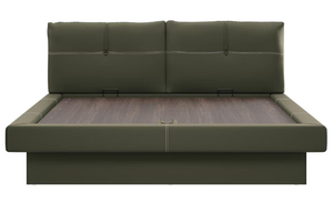 Modern Upholstered Solid Teak Wood <b>Bed</b> Frame <b>Queen</b> Size Faux Leather Soft <b>Bed</b> <b>with</b> Quilted Headboard and Footboard - Product Image 3