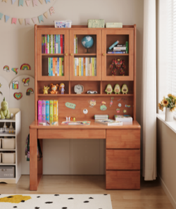 Wood <b>Study</b> <b>Desk</b> with Bookshelf Storage for Kids Bedroom Home Office Furniture Set - Product Image 4