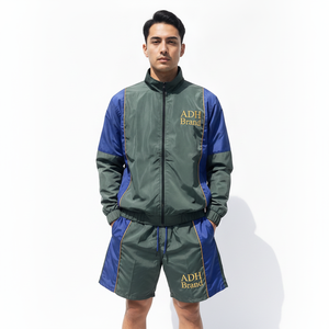 Ensemble de survêtement ADH à blocs de couleur, manches longues, fermeture éclair, short sportif, séchage rapide, polyester, unisexe, pour adulte, collection printemps - Product Image 2