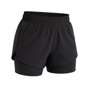 Shorts de sport 2 en 1 pour femmes, avec cordon de serrage, taille élastique, double couche, vêtements de sport, yoga, course à pied, fitness - Product Image 3