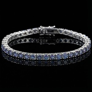 Bracelet tennis fantaisie bleu clair en diamant naturel taille brillant rond, unisexe, en or massif 14 carats, bijoux de luxe pour mariée - Product Image 1