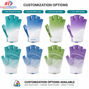 ถุงมือปั่นจักรยานแบบครึ่งนิ้ว พิมพ์ลายไล่เฉดสี ไมโครไฟเบอร์ ระบายอากาศได้ดี แผ่นเจลกันลื่น ปิดด้วยแถบตีนตุ๊กแก ขายส่ง รับผลิตแบบ OEM พร้อมสกรีนโลโก้ตามสั่ง - Product Image 4