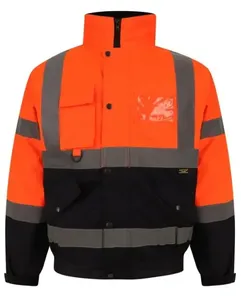 <b>Hi</b> <b>Vis</b> Workwear Jacket Men Polyester High Visibility Reflective Safety Tape <b>Orange</b> Yellow Black Softshell Uniform - Product Image 2