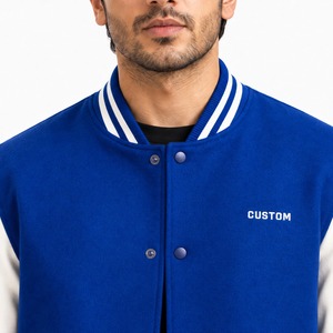 Veste universitaire Letterman en mélange de laine de qualité supérieure, manches en cuir, bordures rayées, fermeture à boutons-pression, doublure confortable et chaude, personnalisable - Product Image 5