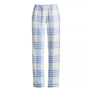 Pantalones de Pijama de Franela con Estampado a Cuadros Azul Claro para Mujer, Tendencia Actual, Tallas Grandes, Suaves, Transpirables, de Color Claro, con Cintura Elástica - Product Image 1
