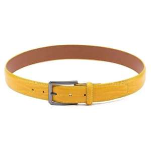 Cinturón de Cuero Vacuno para Hombre, Hebilla de Aleación, Ligero, Casual, Amarillo, Ecológico, Transpirable, de Calidad - Product Image 3