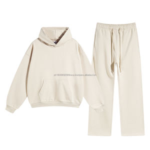 Vente en gros de sweats à capuche et de pantalons de survêtement en coton uni de style américain, poids lourd, 430 GSM, personnalisés, pour hommes, ensemble de survêtement - Product Image 6