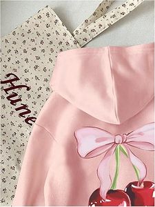 COZYEASE Sudadera con capucha y estampado de letras para niñas, sudadera con capucha de manga larga - Product Image 3