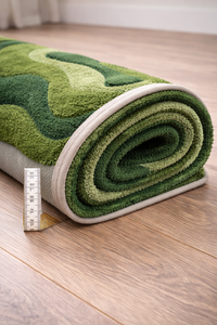 Tapis en laine tufté à la main, abstrait et moderne, avec motifs en relief - Product Image 5