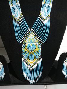 Trending style Handmade Blue Seed Bead <b>Necklace</b> Earrings Set | Tribal <b>Statement</b> Jewelry for christmas , wedding , party - Product Image 2