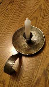Handmade <b>Brass</b> <b>Candlestick</b> <b>Holder</b> With Round Base And Curved Arm For Home Decoration - Product Image 5