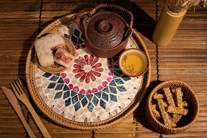 Nouveau rotin tendance avec plateau de service en céramique produits tissés à la main du Vietnam - Product Image 4