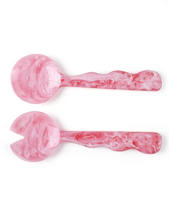 FAIZA CRAFT <b>Pink</b> Marble Resin Handmade Eco-Friendly Salad Servers Set Dishwasher Safe <b>Microwave</b> Oven Safe Polished Finish Tools - Product Image 6