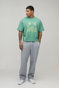 Camiseta Oversize de Corte Cuadrado para Hombre, Hombros Caídos, Algodón Grueso, Estilo Urbano, Casual, Moda de Verano, Uso Diario Relajado - Product Image 5