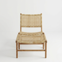 Ensemble de canapés de jardin en bois de teck, chaise longue et ottoman, fauteuils d'appoint paresseux en rotin naturel tressé à la main, pour patio et resort, fabrication artisanale