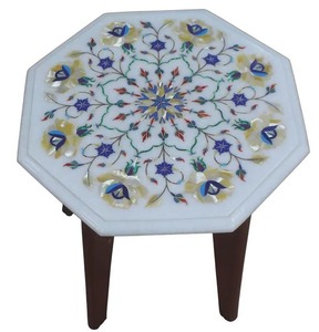 Plateau de table en marbre élégant fait main, surface polie, pour la zone café, salle à manger et réception, décoration intérieure de luxe - Product Image 1