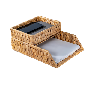 Water Hyacinth Storage Tray, Tabletop <b>Folder</b> & <b>Document</b> Tray Set Of 2, Desktop File Organizer <b>For</b> Home & Office From Vietnam - Product Image 1