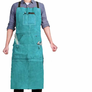 ผ้ากันเปื้อนช่างเชื่อมผ้าไหมลายนูนแบบหนาสำหรับงานหนัก ป้องกันความร้อนและเปลวไฟได้ดี เหมาะสำหรับงานอุตสาหกรรม ร้านอาหาร และบาร์  ขายส่ง - Product Image 2