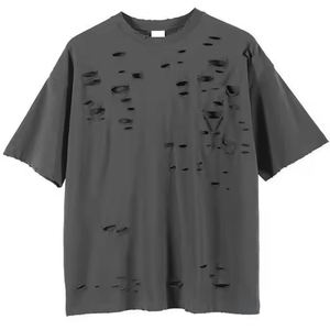 เสื้อยืดคอกลมแขนสั้นสีดำทรงโอเวอร์ไซส์สำหรับผู้ชาย ผ้าฝ้ายถัก 100% พิมพ์ลายซิลค์สกรีน ผ้ากันยับ ระบายอากาศได้ดี - Product Image 1