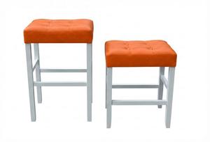 Juego de 2 Taburetes de Bar y Barra de Cocina de Cuero PU, Juego de Taburetes Tapizados en Cuero PU con Madera Maciza, Altura de Barra y Cocina - Product Image 2