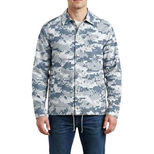 เสื้อแจ็คเก็ตโค้ชลายพรางสไตล์สตรีทแวร์ลำลองแบบกระดุมแถวเดียว สีกรมท่า แต่งแถบข้างอกตัดกับลายทางแนวนอนแนวสตรีทสำหรับผู้ชาย - Product Image 5