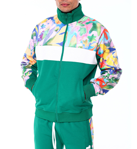 Survêtement vert pour homme avec imprimé fitness, veste zippée à manches longues et pantalon, style streetwear, respirant, en polyester - Product Image 6
