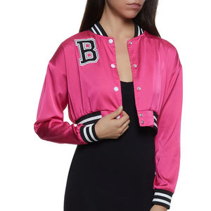 Chaquetas Varsity Cortas a la Moda para Mujer, Corte Regular, Chaqueta Varsity Corta Personalizada para Mujer, Chaquetas Varsity Transpirables, MOQ Bajo, OEM - Product Image 1