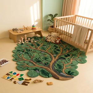Tapis de jeu Montessori moderne tufté à la main pour enfants, tapis de sol forêt, décoration éducative pour chambre de bébé, tapis de jeu doux nature pour salle de jeux - Product Image 2