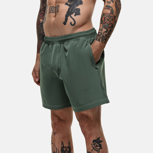 <b>Men's</b> Solid <b>Green</b> Quick Dry Gym <b>Shorts</b> Mid Waist Elastic Comfortable Casual Workout <b>Shorts</b> with Pockets - Product Image 4