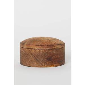 Plat à gratin rond en bois avec couvercle, style Wabi Sabi, écologique, fait main, récipient de rangement de cuisine, boîte en bois pour chapati et roti - Product Image 2