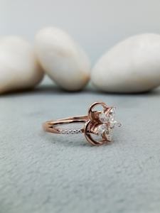 D'VINS JEWELS 18K Solid Gold <b>Rose</b> Gold Flower Diamond Engagement Ring Classic IGI Certified Marquise Cut Romantic Women's Fine - Product Image 4