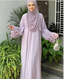 อาบายะสีม่วงปักลาย น้ำหนักเบา ระบายอากาศได้ดี สไตล์วินเทจ คอสูง แขนยาว ทรงแม็กซี่ เรียบร้อย สไตล์ตะวันออกกลาง ผ้าฝ้าย สำหรับใส่ทุกวัน - Product Image 3