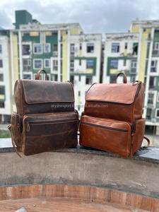 New Arrival Real Vintage Brown Crunch Leather Oversize <b>Travel</b> Backpack Personalized Unisex Hipster <b>Cushion</b> Padding Leather Bags - Product Image 4