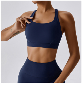 Custom <b>Printed</b> Unisex Eco-Friendly High Support Cross Back Sports Bra Crystal Front Logo Spandex/Nylon Yoga Crop <b>Top</b> Activewear - Product Image 3