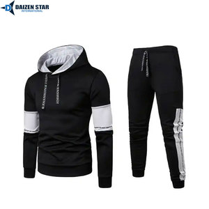 Streetwear Hooded Tracksuit-100% Polyester Breathable & Windproof Drawstring Closure Solid Color Spring Season - Product Image 5