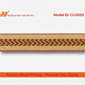 Neelkamal Industries - Cinta de encaje jacquard Chevron roja y verde de 25 mm con bordes metálicos dorados para lazos, saris, lehengas y manualidades - Product Image 4