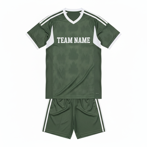 Conjunto de Uniforme de Fútbol Verde para Hombre, Personalizable con Nombre de Equipo, Camiseta y Pantalones Cortos Transpirables, Kit de Entrenamiento Atlético - Product Image 6