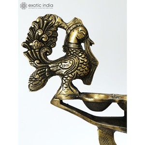 15 Inches Designer Peacocks <b>Oil</b> <b>Lamp</b> in <b>Brass</b> Premium <b>Oil</b> <b>Lamps</b> & Accessories Home Decor and Temple Made In India - Product Image 2