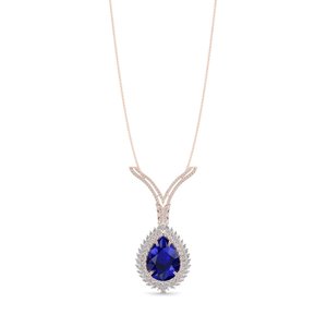 REYES Wholesale Price Pear Cut Blue Sapphire Gemstone Necklace in 14K <b>Solid</b> <b>Gold</b> GRA Certified Moissanite Fine Jewelry For Women - Product Image 1